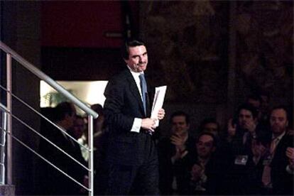 José María Aznar, poco antes de pronunciar su discurso de clausura de la convención del PP.