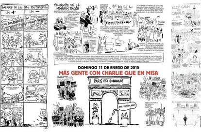 Las dos páginas de 'Charlie Hebdo' que hoy reproduce EL PAÍS.