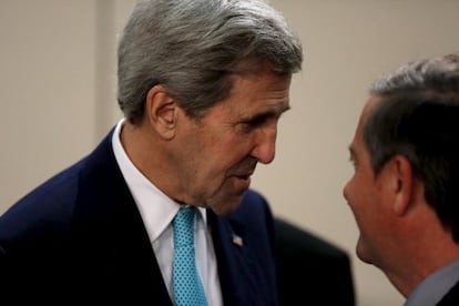 John Kerry en la reunión hoy de la OTAN.