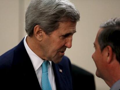 John Kerry en la reunión hoy de la OTAN.