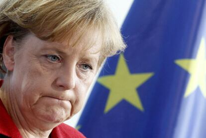 Angela Merkel, ayer durante una conferencia de prensa en Berlín.