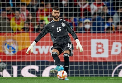 David Raya, en su debut ante Albania. Getty