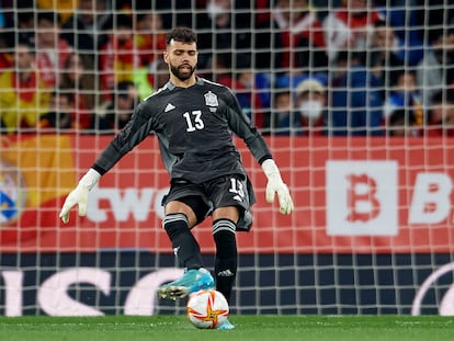 David Raya, en su debut ante Albania. Getty