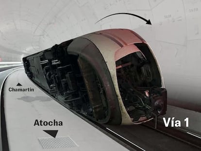 Sin frenos, cuesta abajo y con dos personas dentro: reconstrucción del descarrilamiento de un tren entre Chamartín y Atocha