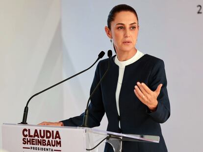 Claudia Sheinbaum durante una conferencia de prensa en la Ciudad de México, el 8 de julio.