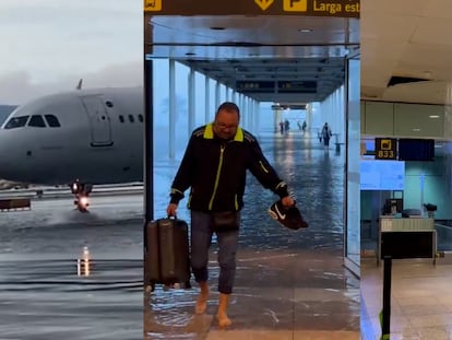 Zonas encharcadas en El Prat, este lunes.