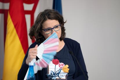 La vicepresidenta y portavoz del Consell, Mónica Oltra, en el último pleno del Consell, del pasado viernes.