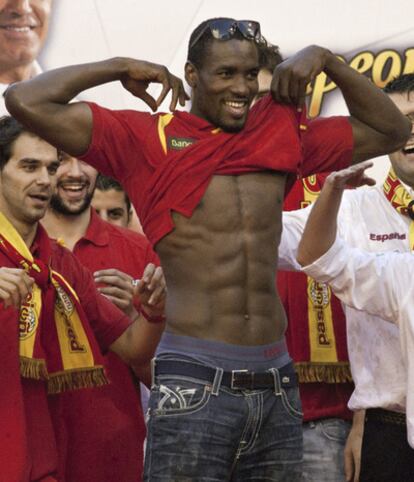 Ibaka, en septiembre pasado, durante la celebración del oro europeo de España.