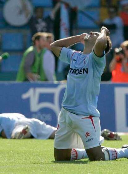 Gustavo López celebra la victoria del Celta.