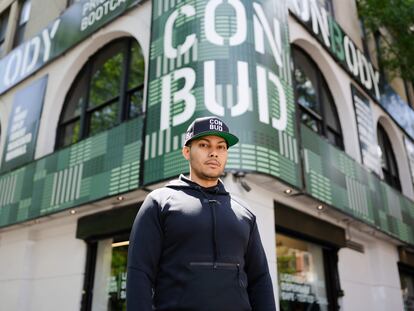 Coss Marte outside the ConBud cannabis dispensary in New York.