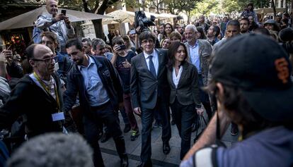 El expresidente de la Generalitat, Carles Puigdemont, en Girona.