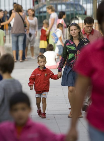 Vuelta al colegio ayer en Pamplona.