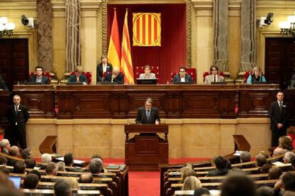 Artur Mas, durant la seva intervenció al Parlament.