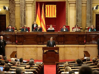 Artur Mas, durant la seva intervenció al Parlament.