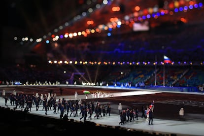 Los deportistas de Gran Bretaña desfilan durante la ceremonia inaugural.