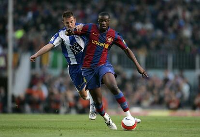 Yaya Touré, en un partido con el Barça ante el Espanyol.