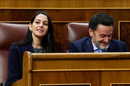 La presidenta de Ciudadanos, Inés Arrimadas, y el portavoz del partido, Edmundo Bal, este jueves, en el Congreso.