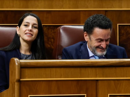 La líder de Ciudadanos, Inés Arrimadas, y el portavoz del partido, Edmundo Bal, durante el pleno del pasado 22 de noviembre en el Congreso.