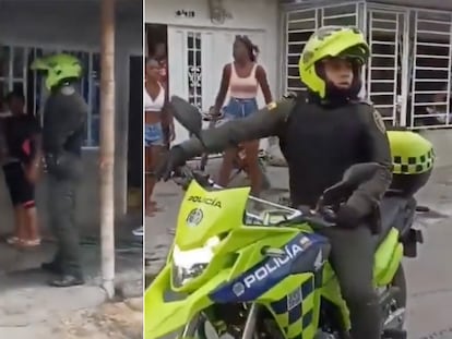 Policías en el barrio Manuel José Ramírez del municipio de Pradera (Valle del Cauca), el 29 de septiembre, en imágenes difundidas en redes sociales.