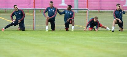 Contento, Jerome Boateng, Alaba, Götze y Javi Martínez, en un entrenamiento del Bayern Múnich.