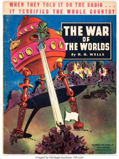 Cubierta de 'La guerra de los mundos', en una edición de 1938 con ilustración de cubierta de James Gary.