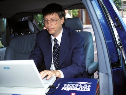 Bill Gates en París durante la presentación de 'Windows 95', en septiembre de 1995