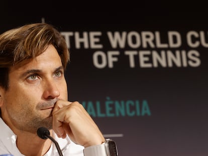 David Ferrer, durante la conferencia de prensa que ofreció el lunes en Valencia.