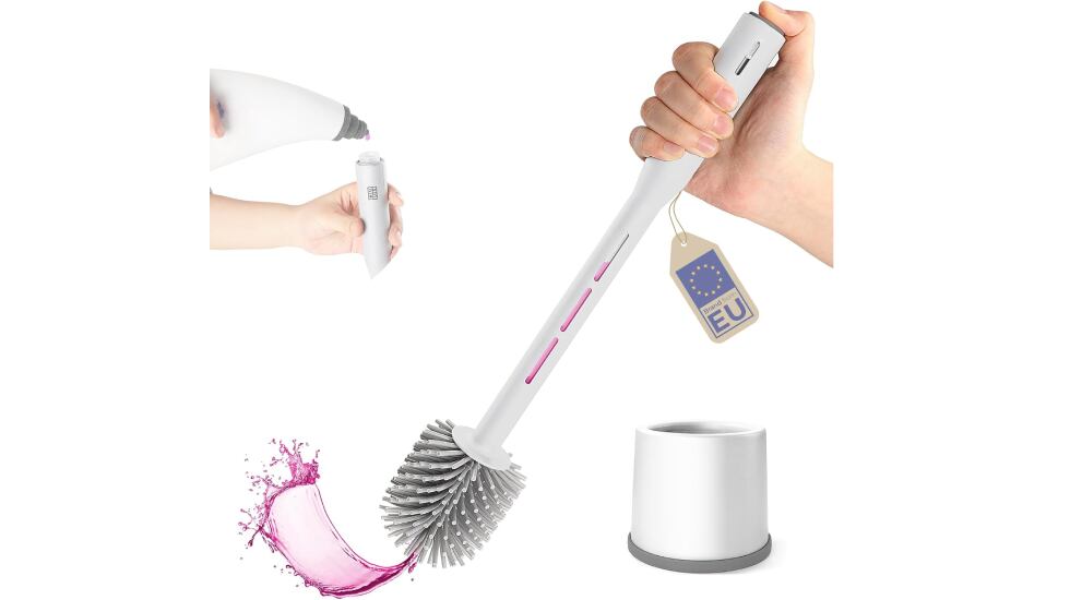 Escobilla de baño con dispensador preciso.