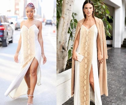 La actriz de la serie 'Scream Queens' Keke Palmer y, a la derecha, la modelo Alessandra Ambrosio. 