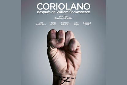 Cartel oficial de la obra 'Coriolano, después de William Shakespeare'