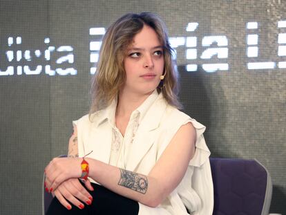 Elizabeth Duval en la presentación de último libro 'Melancolía', en Madrid, el 13 de abril.