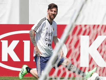 Leo Messi se entrena este sábado. 