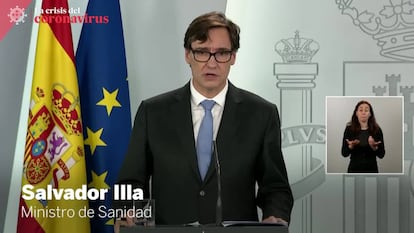 El ministro Salvador Illa en rueda de prensa.