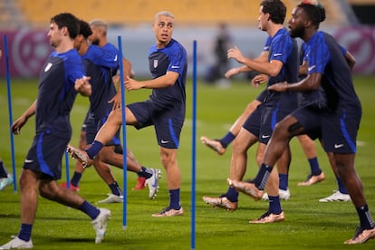 Dest, durante el último entrenamiento de Estados Unidos.