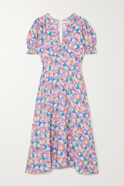 Que se note que es primavera con este vestido midi de estampado floral y mangas de farol. De Faithfull The Brand (201,67 euros).