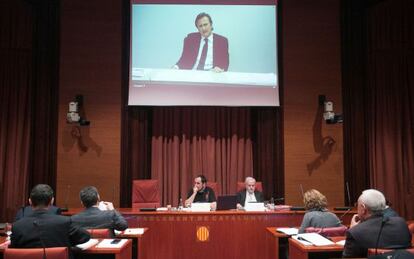 Josep Pujol, en la seva compareixen&ccedil;a per v&iacute;deo al Parlament.