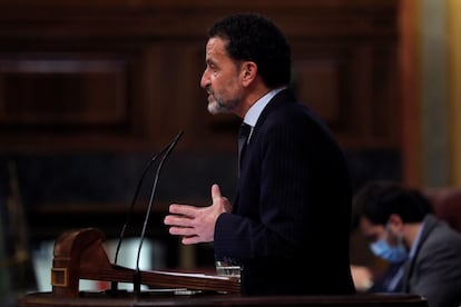 El portavoz de Ciudadanos y candidato a presidir la Comunidad de Madrid, Edmundo Bal, interviene durante un pleno del Congreso. 