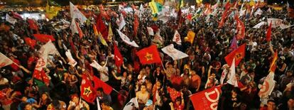 Celebración de los partidarios de Rousseff.