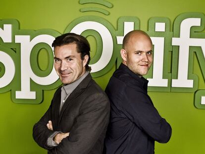 Martin Lorentzon (a la izquierda) y Daniel Ek, fundadores de Spotify.