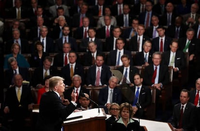 El presidente Donald Trump, durante su intervención.