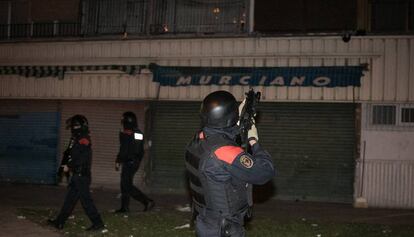 Los Mossos en una operación contra el cultivo de marihuana en La Mina.