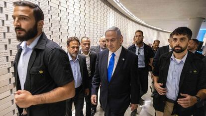 El primer ministro de Israel, Bejamin Netanyahu, tras la ceremonia del 50 aniversario de la guerra árabe-israelí en el espacio conmemorativo del Monte Herzl en Jerusalén, el 26 de septiembre.