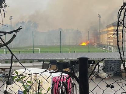 Daños en el Kings College por el incendio de Tres Cantos (Madrid), en una imagen cedida.