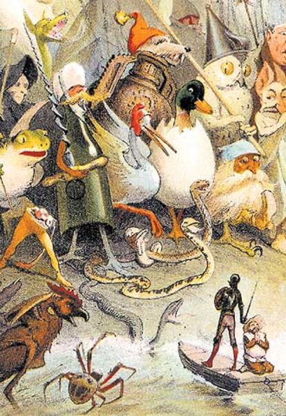 Ilustración de Apeles Mestres para la edición del 'Quijote' de Antonio de Bofarull (1879).