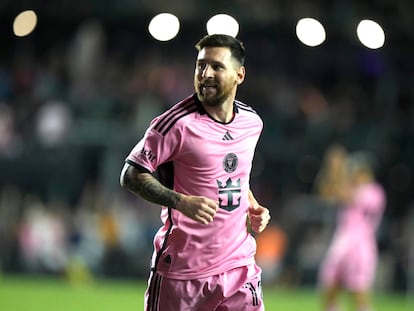 Lionel Messi celebra tras anotar un gol a New England Revolution, en octubre pasado