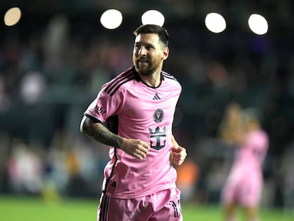 Lionel Messi celebra tras anotar un gol a New England Revolution, en octubre pasado