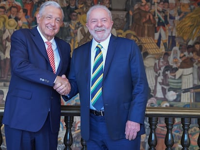 El presidente de México, Andrés Manuel López Obrador, durante una visita de Lula da Silva a Ciudad de México, en marzo pasado.