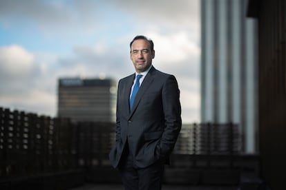 Pedro Machado, uno de los jefes de la junta unica de resolucion de bancos de Europa en la Sede del FROB