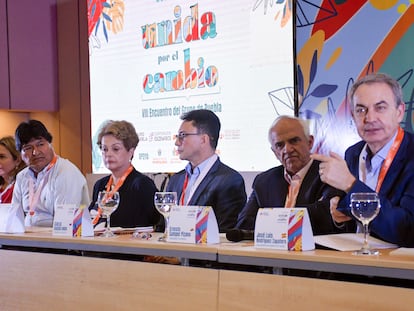 Evo Morales, Dilma Rousseff, Carlos Caicedo, Ernesto Samper y José Luis Rodríguez Zapatero durante el VIII Encuentro del Grupo de Puebla, en Santa Marta.