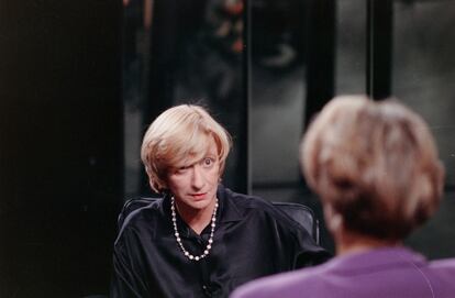 La escritora Françoise Sagan, durante una entrevista en la televisión francesa en 1990.